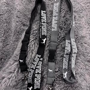 Black & grey Victoria's Secret LOVE PINK Lanyard y2k